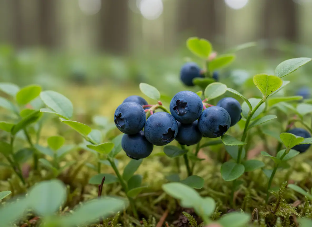 Grappe de myrtilles vaccinium sauvages